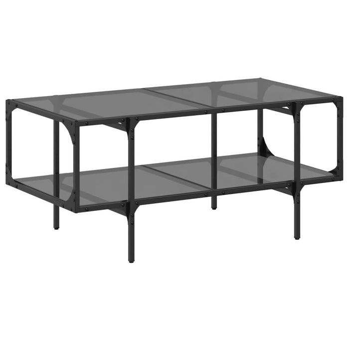 Măsuță de cafea cu blat din sticlă neagră 98,5x50x45 cm oțel - WALTI WALTI