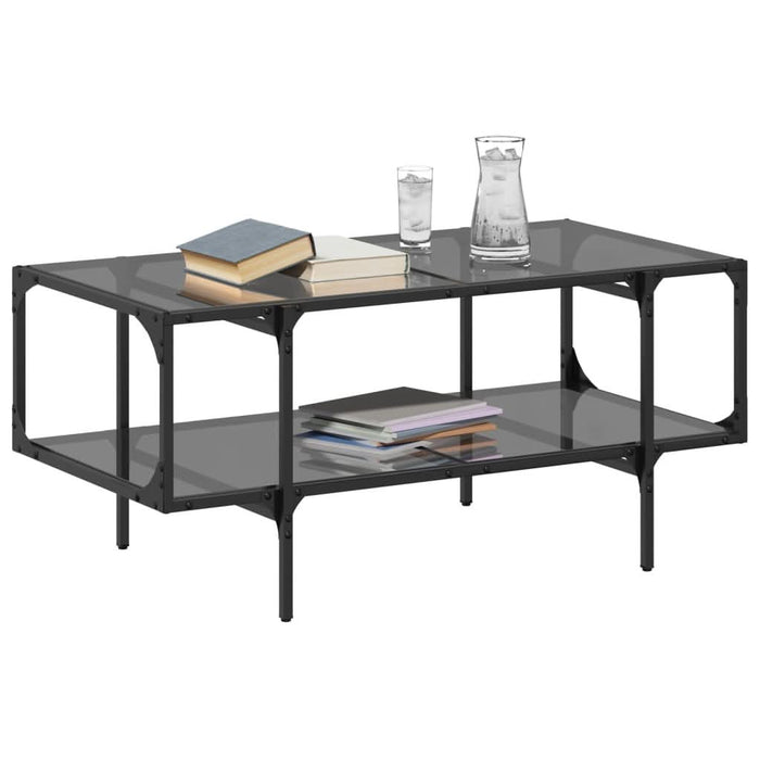Măsuță de cafea cu blat din sticlă neagră 98,5x50x45 cm oțel - WALTI WALTI