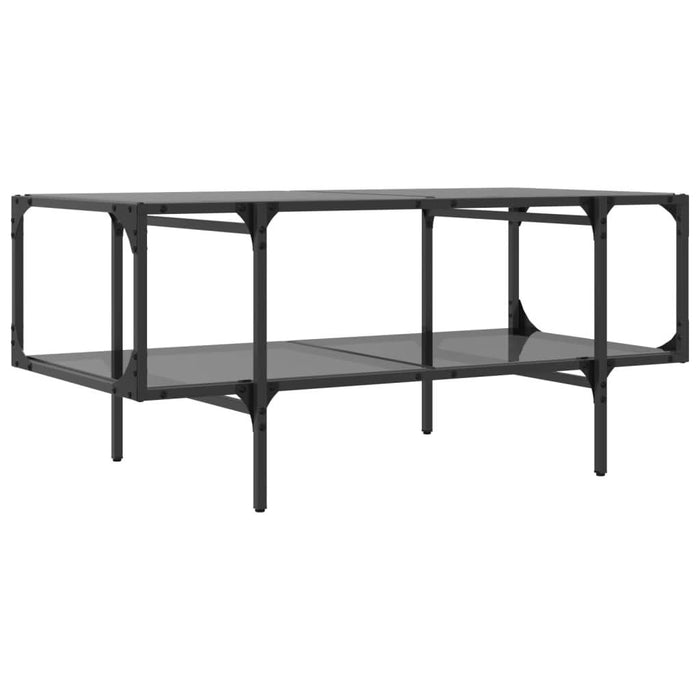 Măsuță de cafea cu blat din sticlă neagră 98,5x50x45 cm oțel - WALTI WALTI