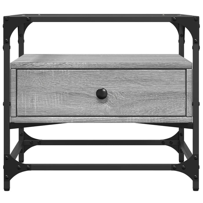 Măsuță de cafea cu blat din sticlă gri sonoma 50x50x45 cm oțel - WALTI WALTI