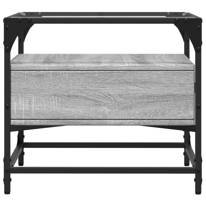 Măsuță de cafea cu blat din sticlă gri sonoma 50x50x45 cm oțel - WALTI WALTI