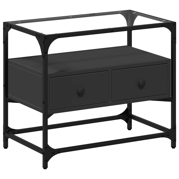 Dulap TV blat sticlă, negru, 60x35x51 cm lemn prelucrat - WALTI WALTI