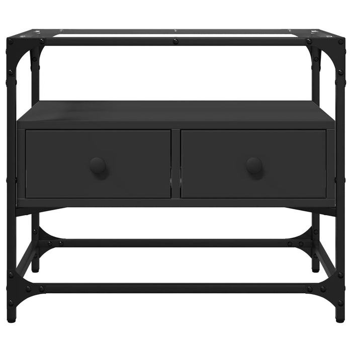 Dulap TV blat sticlă, negru, 60x35x51 cm lemn prelucrat - WALTI WALTI