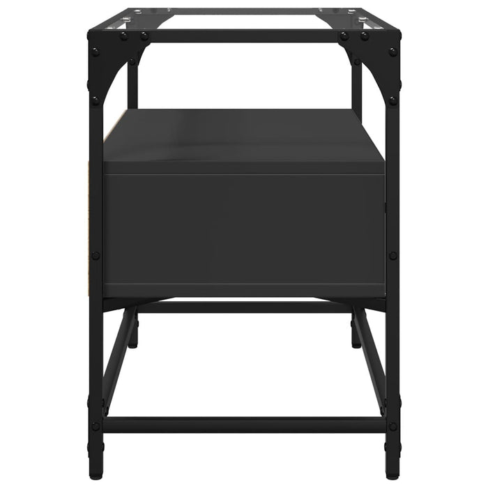 Dulap TV blat sticlă, negru, 60x35x51 cm lemn prelucrat - WALTI WALTI