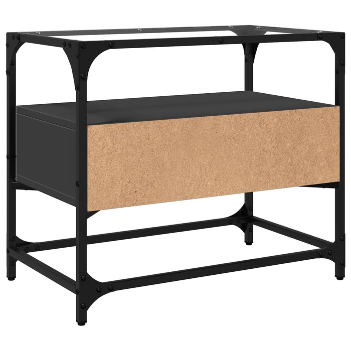 Dulap TV blat sticlă, negru, 60x35x51 cm lemn prelucrat - WALTI WALTI