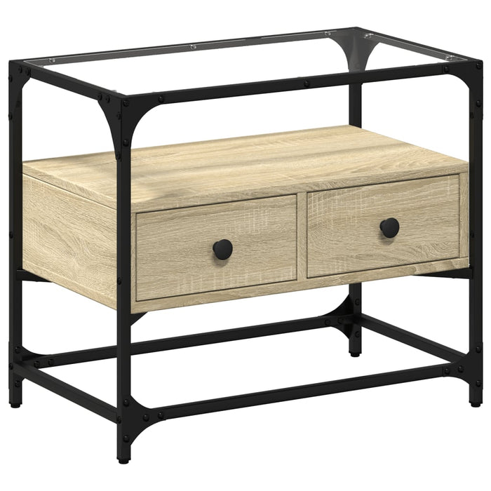 Dulap TV blat sticlă, stejar sonoma, 60x35x51 cm lemn prelucrat - WALTI WALTI