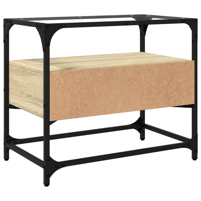 Dulap TV blat sticlă, stejar sonoma, 60x35x51 cm lemn prelucrat - WALTI WALTI