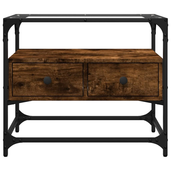 Dulap TV blat sticlă stejar fumuriu 60x35x51 cm lemn prelucrat - WALTI WALTI