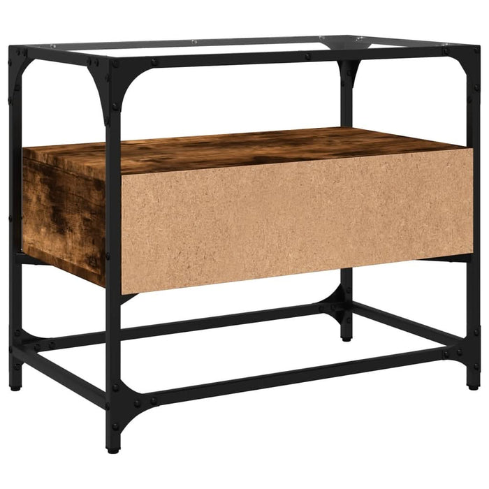 Dulap TV blat sticlă stejar fumuriu 60x35x51 cm lemn prelucrat - WALTI WALTI