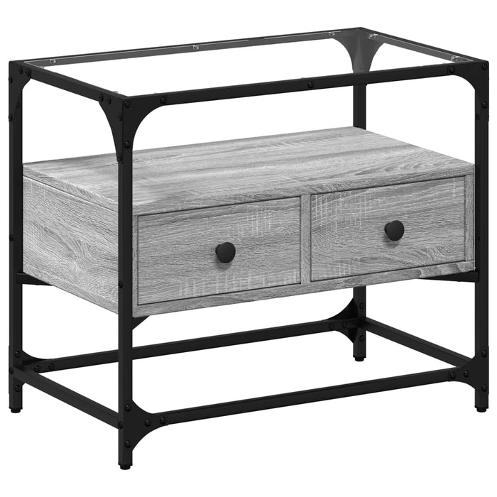 Dulap TV blat sticlă, gri sonoma, 60x35x51 cm lemn prelucrat - WALTI WALTI
