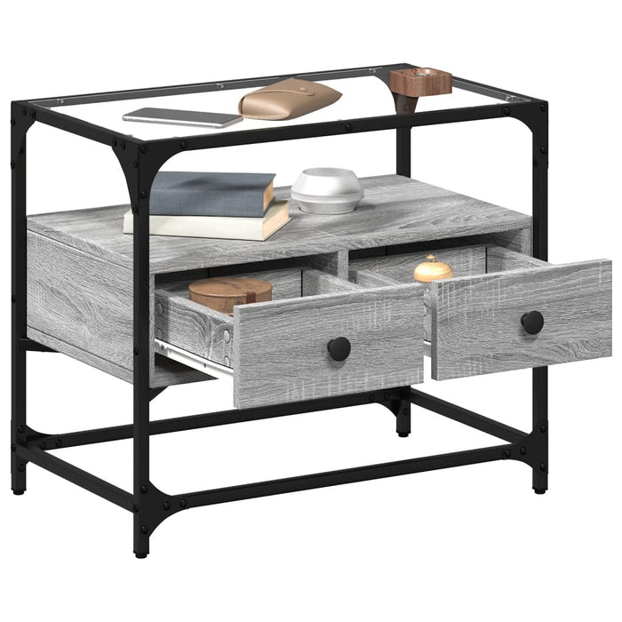 Dulap TV blat sticlă, gri sonoma, 60x35x51 cm lemn prelucrat - WALTI WALTI