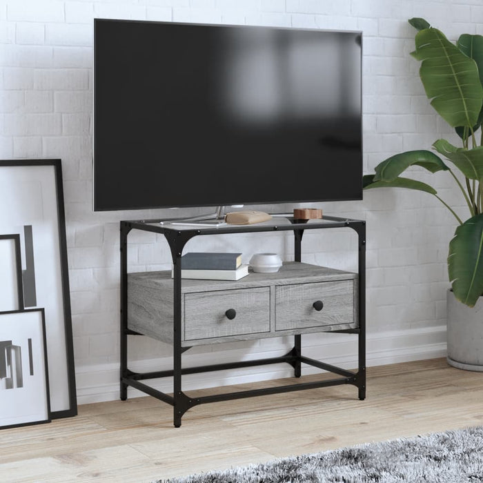 Dulap TV blat sticlă, gri sonoma, 60x35x51 cm lemn prelucrat - WALTI WALTI
