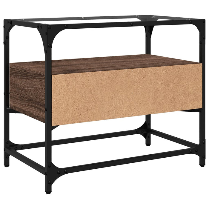 Dulap TV blat sticlă, stejar maro, 60x35x51 cm lemn prelucrat - WALTI WALTI