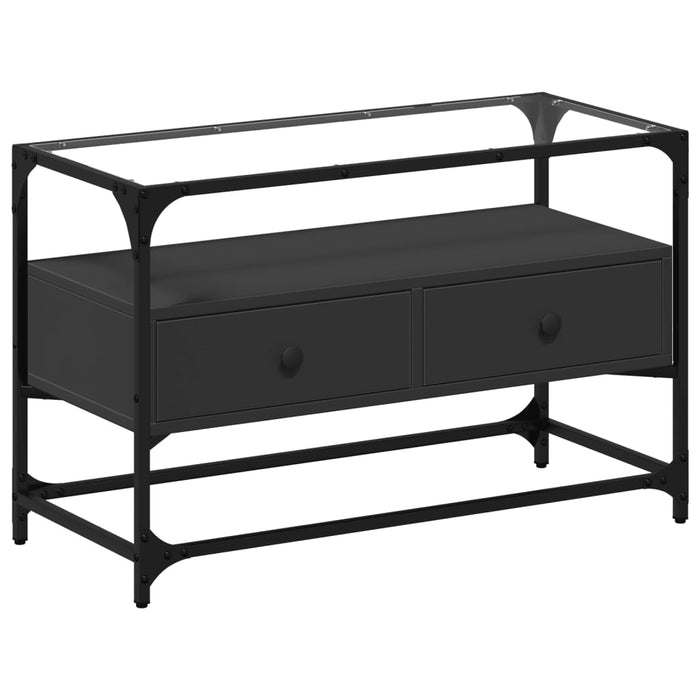 Dulap TV blat sticlă, negru, 80x35x51 cm lemn prelucrat - WALTI WALTI