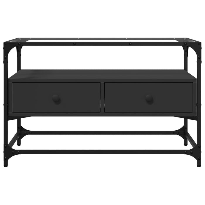 Dulap TV blat sticlă, negru, 80x35x51 cm lemn prelucrat - WALTI WALTI