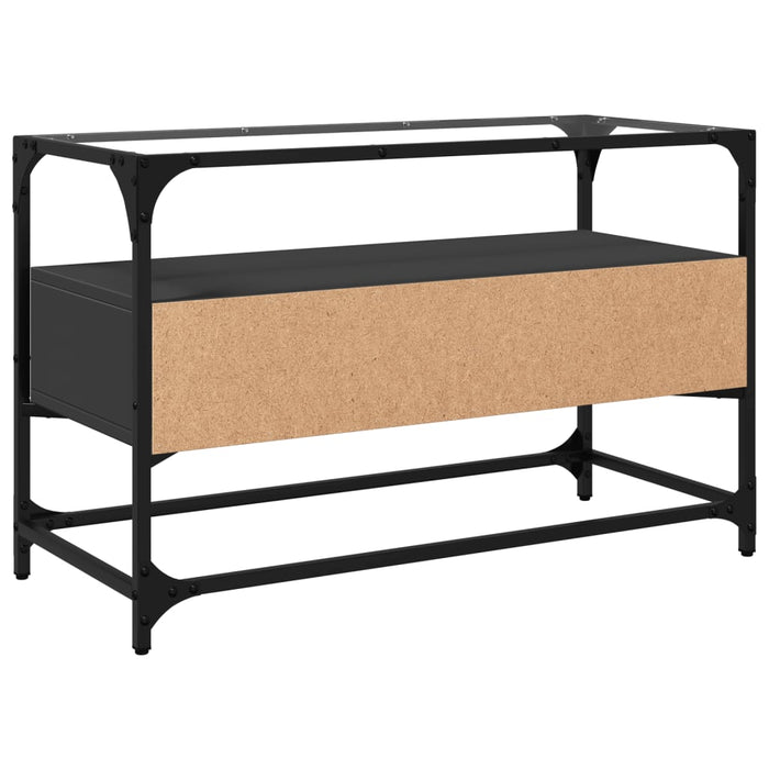 Dulap TV blat sticlă, negru, 80x35x51 cm lemn prelucrat - WALTI WALTI