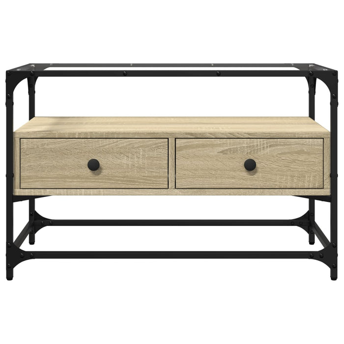 Dulap TV blat sticlă, stejar sonoma, 80x35x51 cm lemn prelucrat - WALTI WALTI