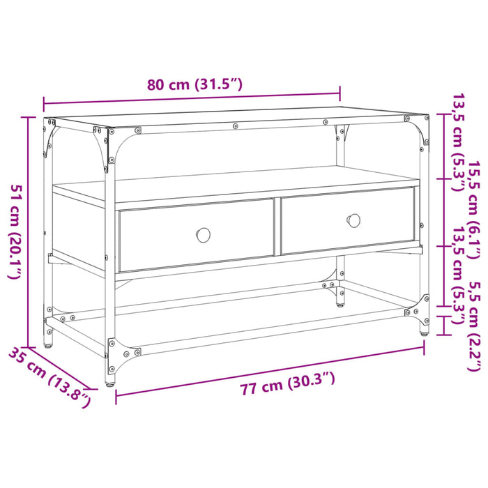 Dulap TV blat sticlă, stejar sonoma, 80x35x51 cm lemn prelucrat - WALTI WALTI