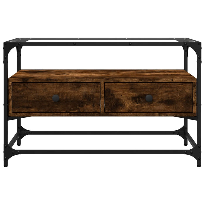 Dulap TV blat sticlă stejar fumuriu 80x35x51 cm lemn prelucrat - WALTI WALTI