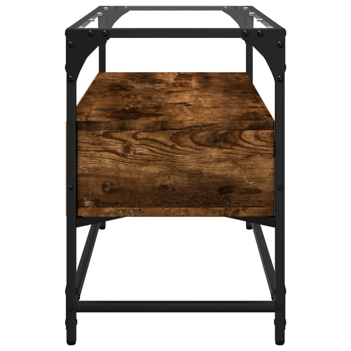 Dulap TV blat sticlă stejar fumuriu 80x35x51 cm lemn prelucrat - WALTI WALTI