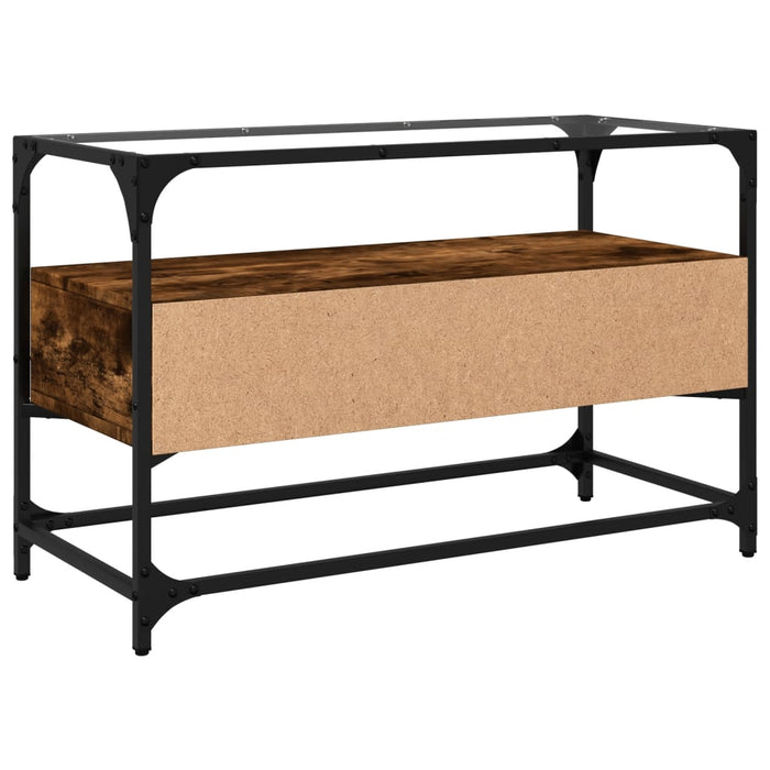 Dulap TV blat sticlă stejar fumuriu 80x35x51 cm lemn prelucrat - WALTI WALTI