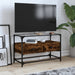 Dulap TV blat sticlă stejar fumuriu 80x35x51 cm lemn prelucrat - WALTI WALTI