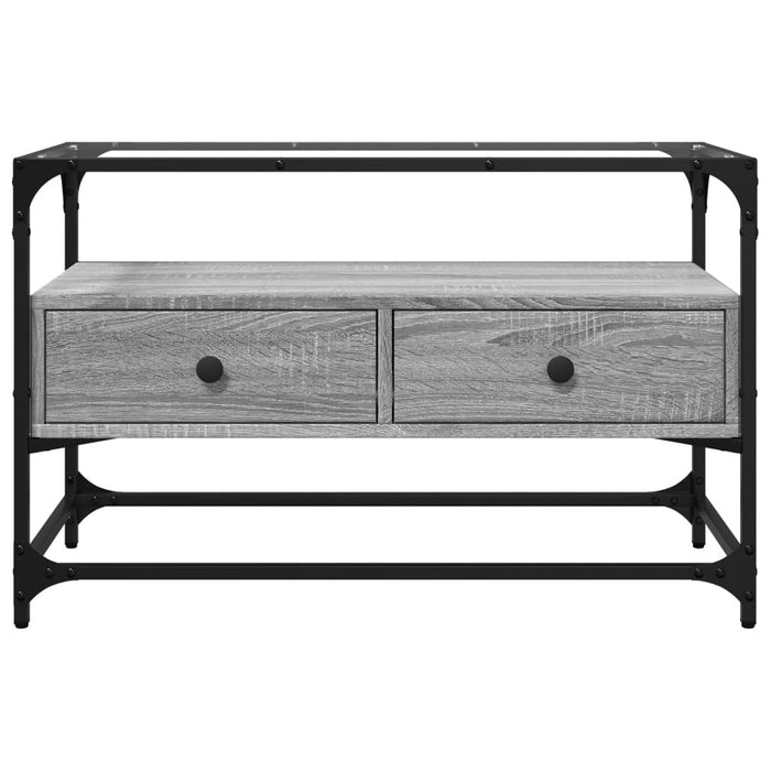 Dulap TV blat sticlă, gri sonoma, 80x35x51 cm lemn prelucrat - WALTI WALTI