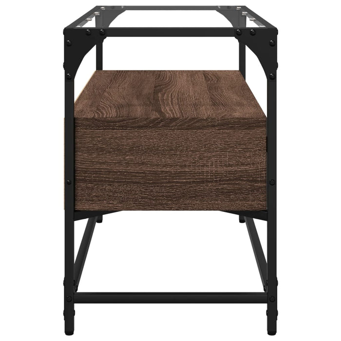 Dulap TV blat sticlă, stejar maro, 80x35x51 cm lemn prelucrat - WALTI WALTI