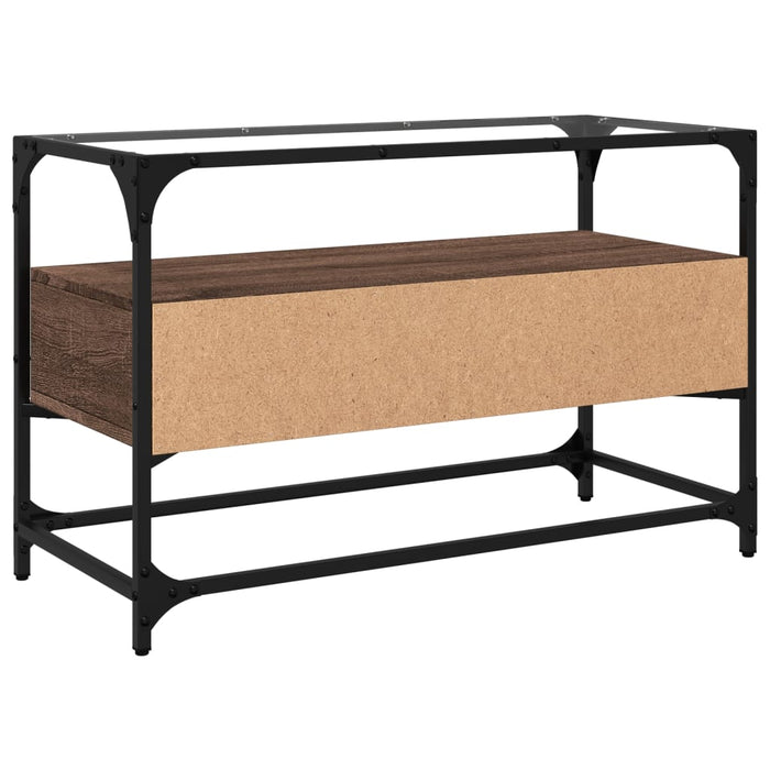 Dulap TV blat sticlă, stejar maro, 80x35x51 cm lemn prelucrat - WALTI WALTI