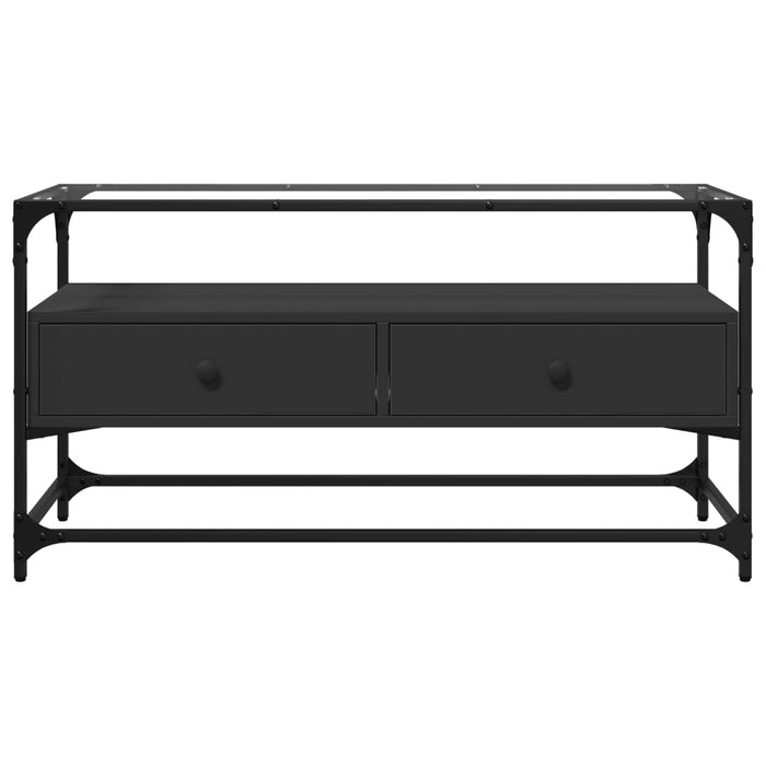 Dulap TV blat sticlă, negru, 98x35x51 cm lemn prelucrat - WALTI WALTI