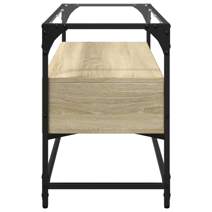 Dulap TV blat sticlă, stejar sonoma, 98x35x51 cm lemn prelucrat - WALTI WALTI
