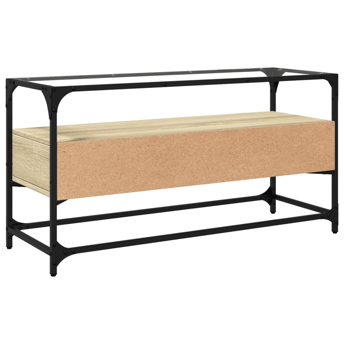 Dulap TV blat sticlă, stejar sonoma, 98x35x51 cm lemn prelucrat - WALTI WALTI