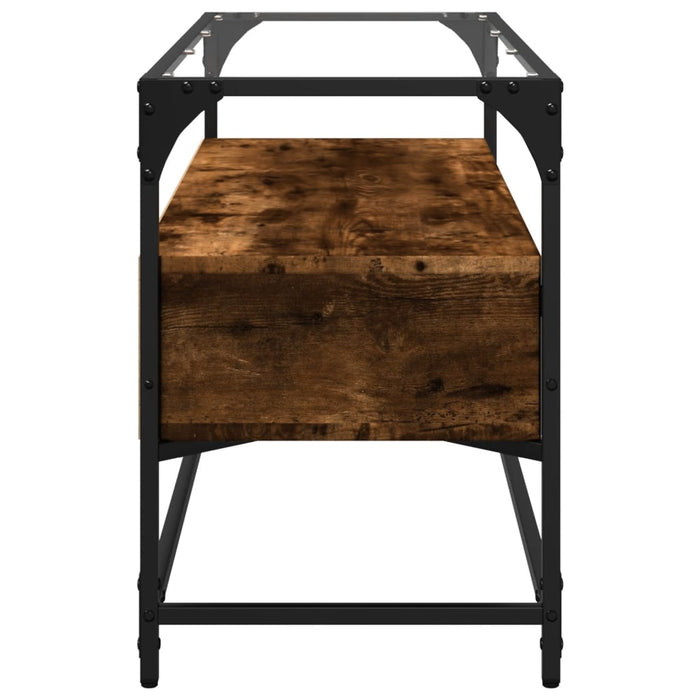 Dulap TV blat sticlă stejar fumuriu 98x35x51 cm lemn prelucrat - WALTI WALTI