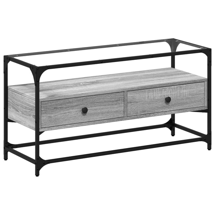 Dulap TV blat sticlă, gri sonoma, 98x35x51 cm lemn prelucrat - WALTI WALTI