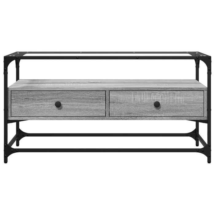 Dulap TV blat sticlă, gri sonoma, 98x35x51 cm lemn prelucrat - WALTI WALTI