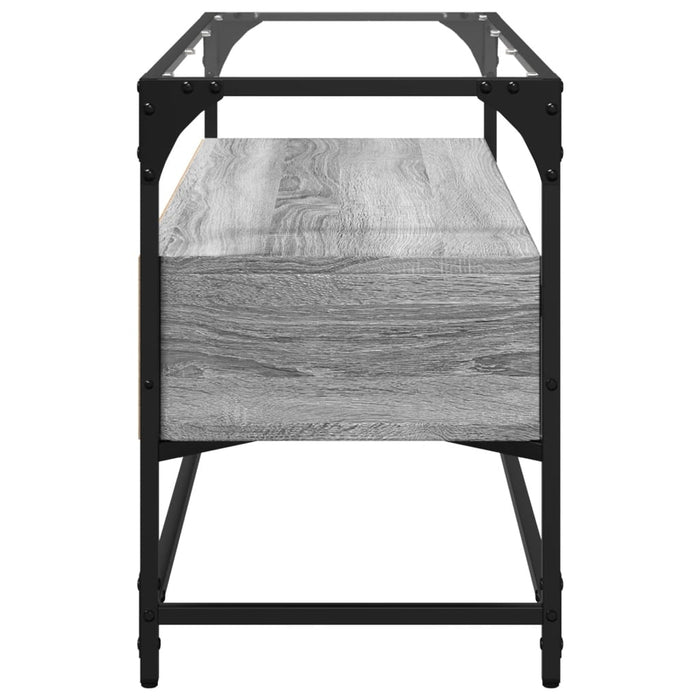 Dulap TV blat sticlă, gri sonoma, 98x35x51 cm lemn prelucrat - WALTI WALTI