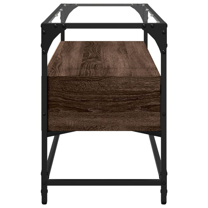Dulap TV blat sticlă, stejar maro, 98x35x51 cm lemn prelucrat - WALTI WALTI