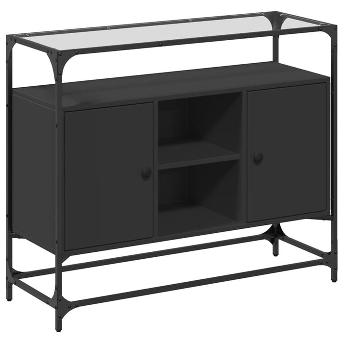 Dulap, blat din sticlă negru 98x35x81 cm lemn prelucrat - WALTI WALTI