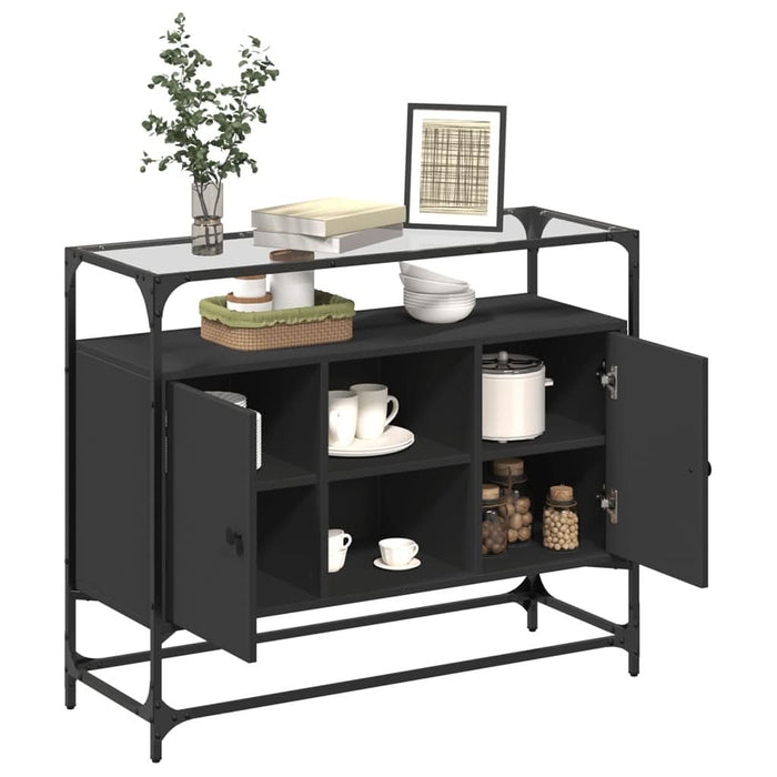 Dulap, blat din sticlă negru 98x35x81 cm lemn prelucrat - WALTI WALTI