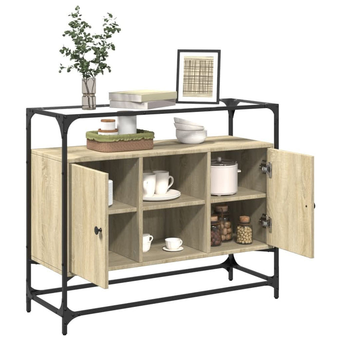 Dulap, blat din sticlă stejar sonoma 98x35x81 cm lemn prelucrat - WALTI WALTI
