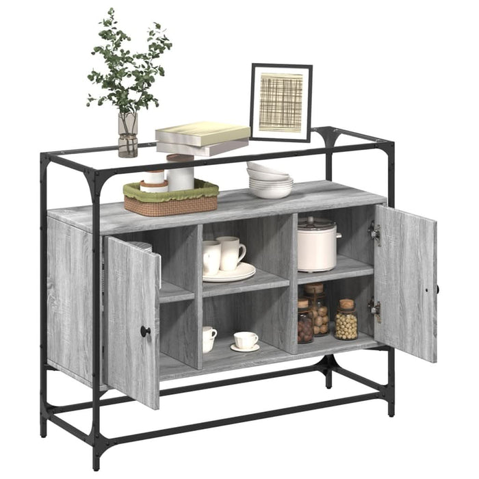 Dulap, blat din sticlă gri sonoma 98x35x81 cm lemn prelucrat - WALTI WALTI