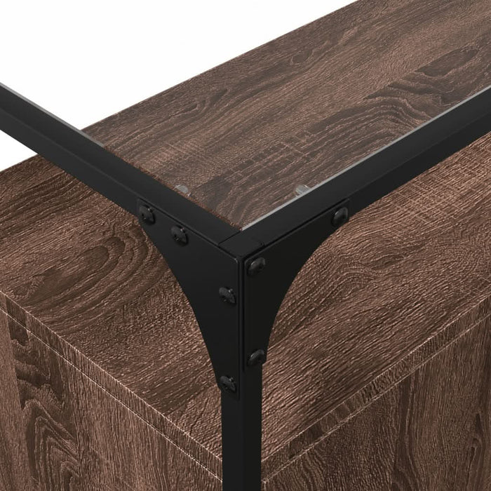 Dulap, blat din sticlă stejar maro 98x35x81 cm lemn prelucrat - WALTI WALTI