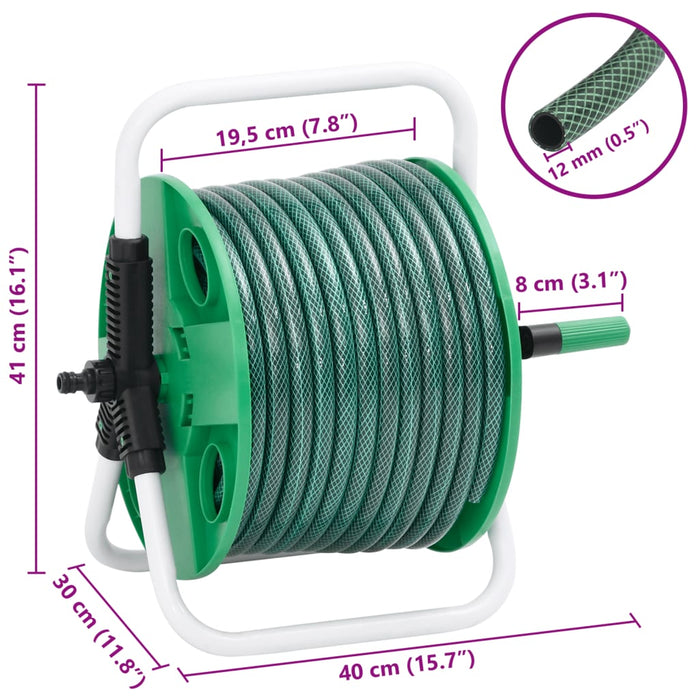 Tambur pentru furtun autonom, verde, cu furtun PVC de 30 m - WALTI WALTI