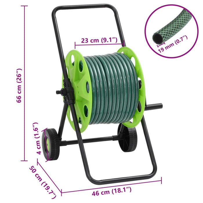 Cărucior tambur furtun verde set racorduri furtun 0,75" 20m PVC - WALTI WALTI