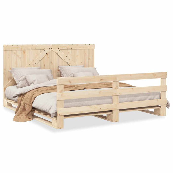 Cadru pat cu tăblie 200x200 cm, lemn masiv de pin WALTI