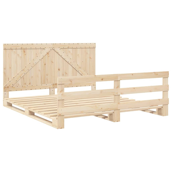 Cadru pat cu tăblie 200x200 cm, lemn masiv de pin WALTI