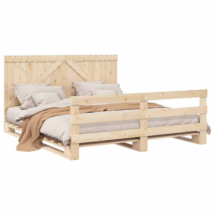 Cadru pat cu tăblie 200x200 cm, lemn masiv de pin WALTI