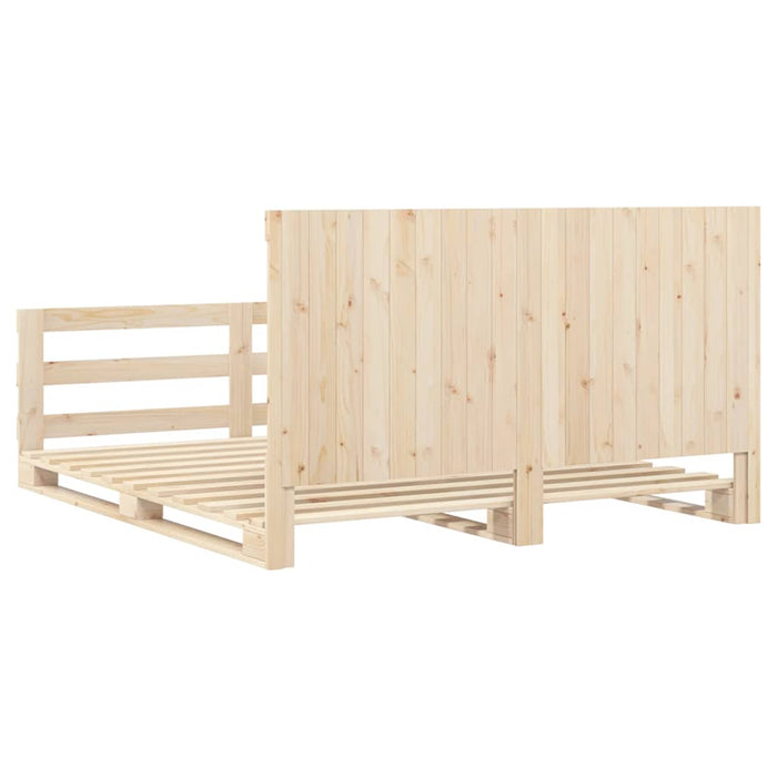 Cadru pat cu tăblie 200x200 cm, lemn masiv de pin WALTI