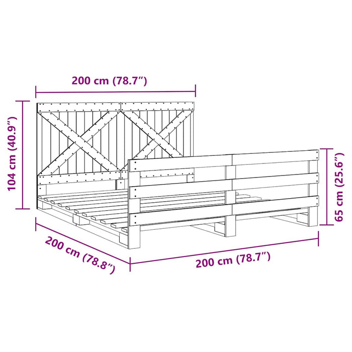 Cadru pat cu tăblie 200x200 cm, lemn masiv de pin WALTI