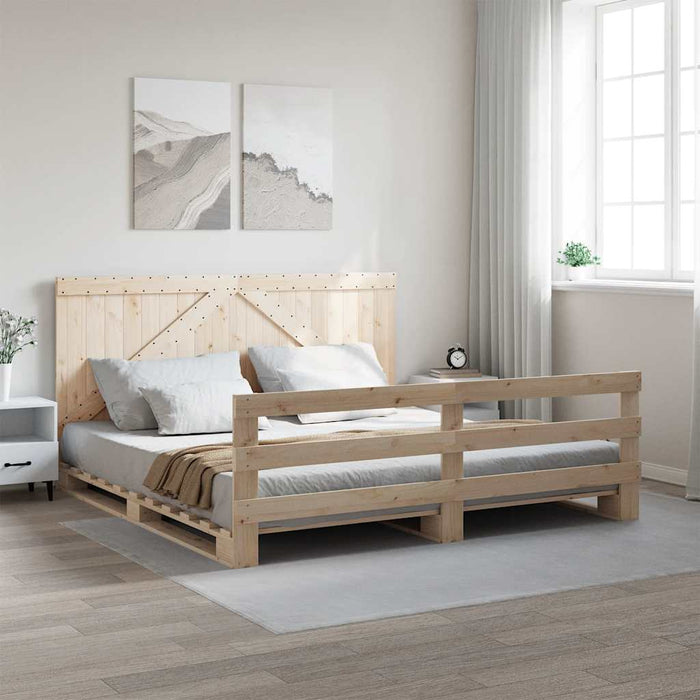 Cadru pat cu tăblie 200x200 cm, lemn masiv de pin WALTI